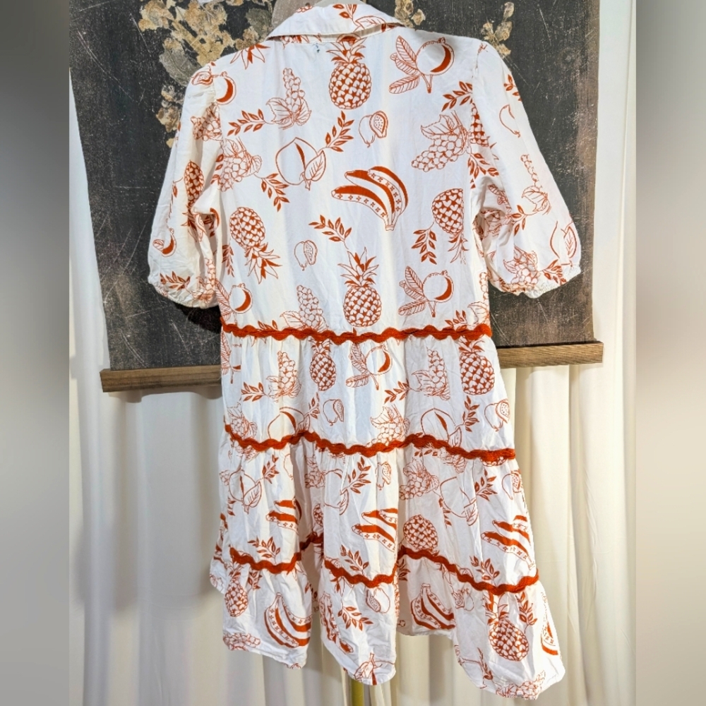Meadow Rhodes Mardi Tiered Ric RAC Dress 100% Cotton Size Small - Picture 8 of 9
